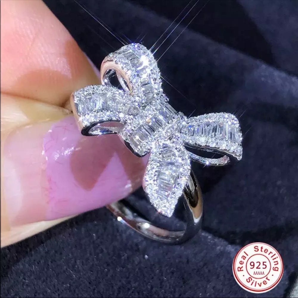 NWT 925 silver Big Bow Knot Stackable Ring